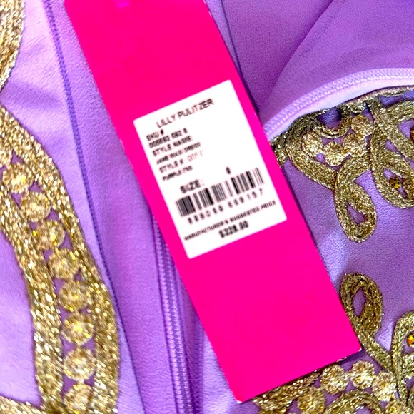 COPY - Lilly Pulitzer Lavender Sleeveless Dress with Gold Embroidery - Picture 2 of 3